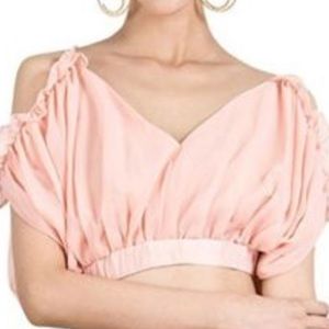 Pink off the shoulder crop top